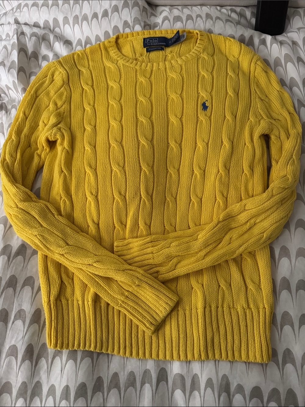 Polo by Ralph Lauren  Yellow Cable-Knit Crewneck Sweater